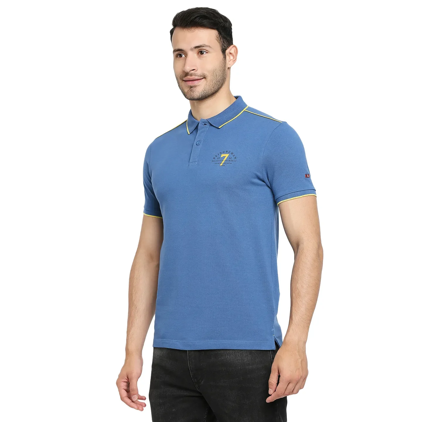 Blue Regular Fit Men's Polo T-Shirt by Being Human Clothing - Image 2