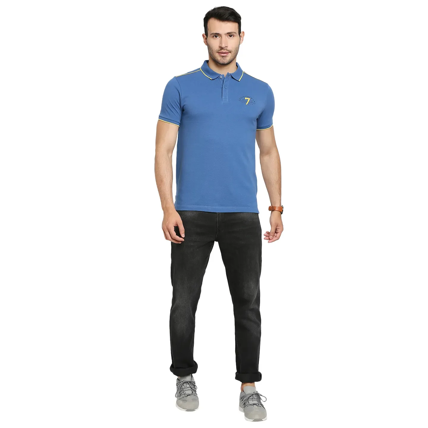 Blue Regular Fit Men's Polo T-Shirt by Being Human Clothing - Image 6