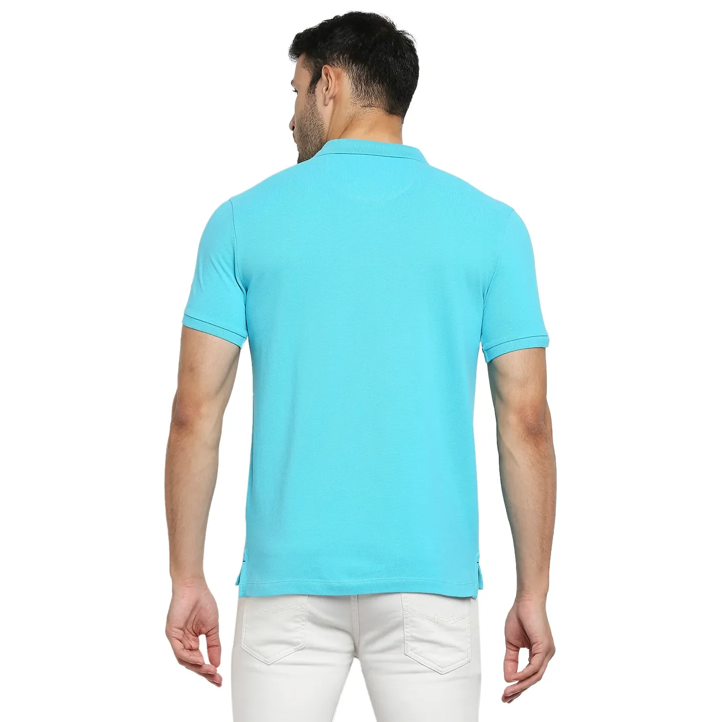 Blue Regular Fit Men's Polo T-Shirt by Being Human Clothing - Image 4