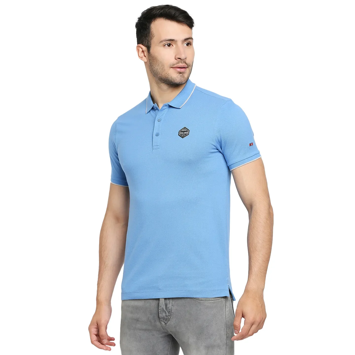 Blue Regular Fit Men's Polo T-Shirt by Being Human Clothing - Image 2