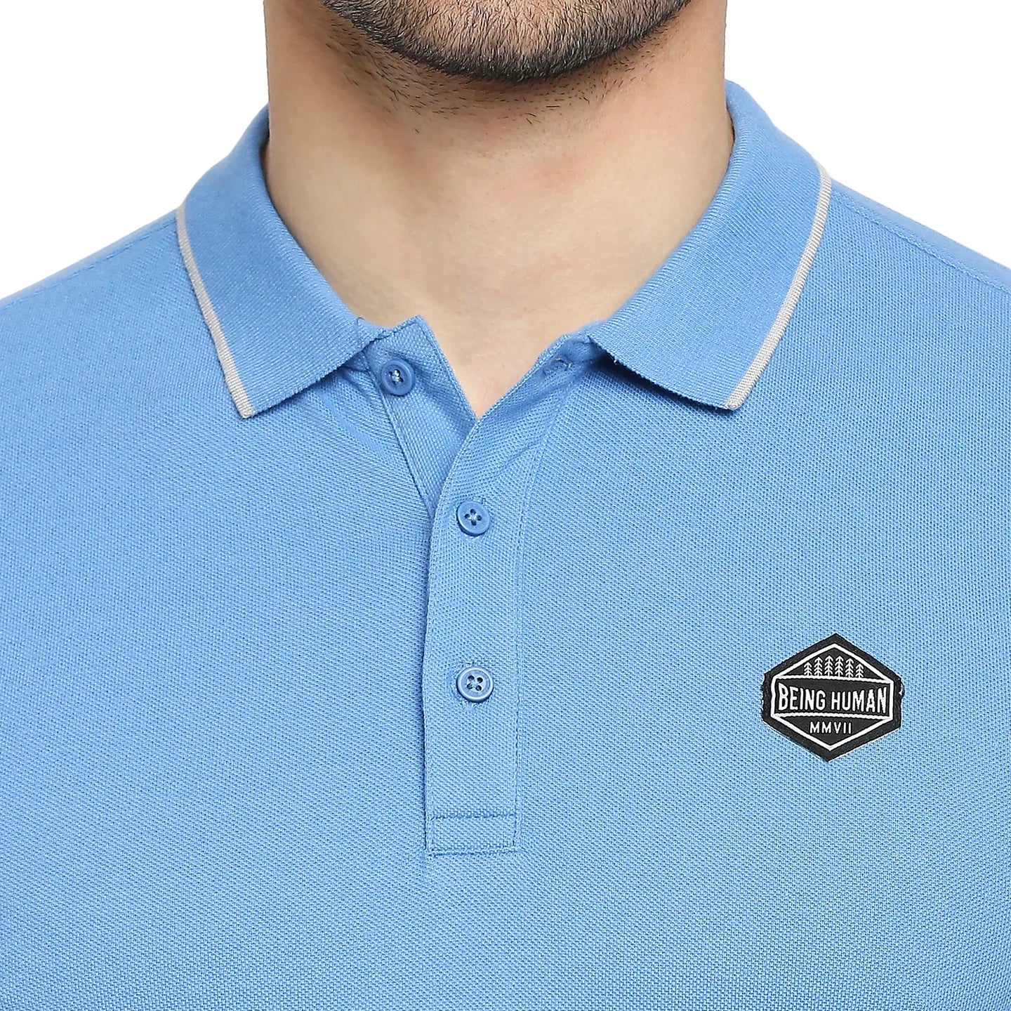 Blue Regular Fit Men's Polo T-Shirt by Being Human Clothing - Image 5