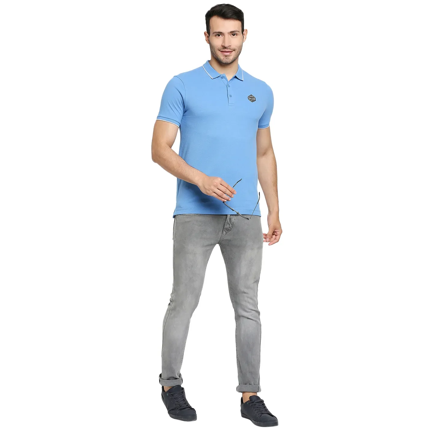 Blue Regular Fit Men's Polo T-Shirt by Being Human Clothing - Image 6
