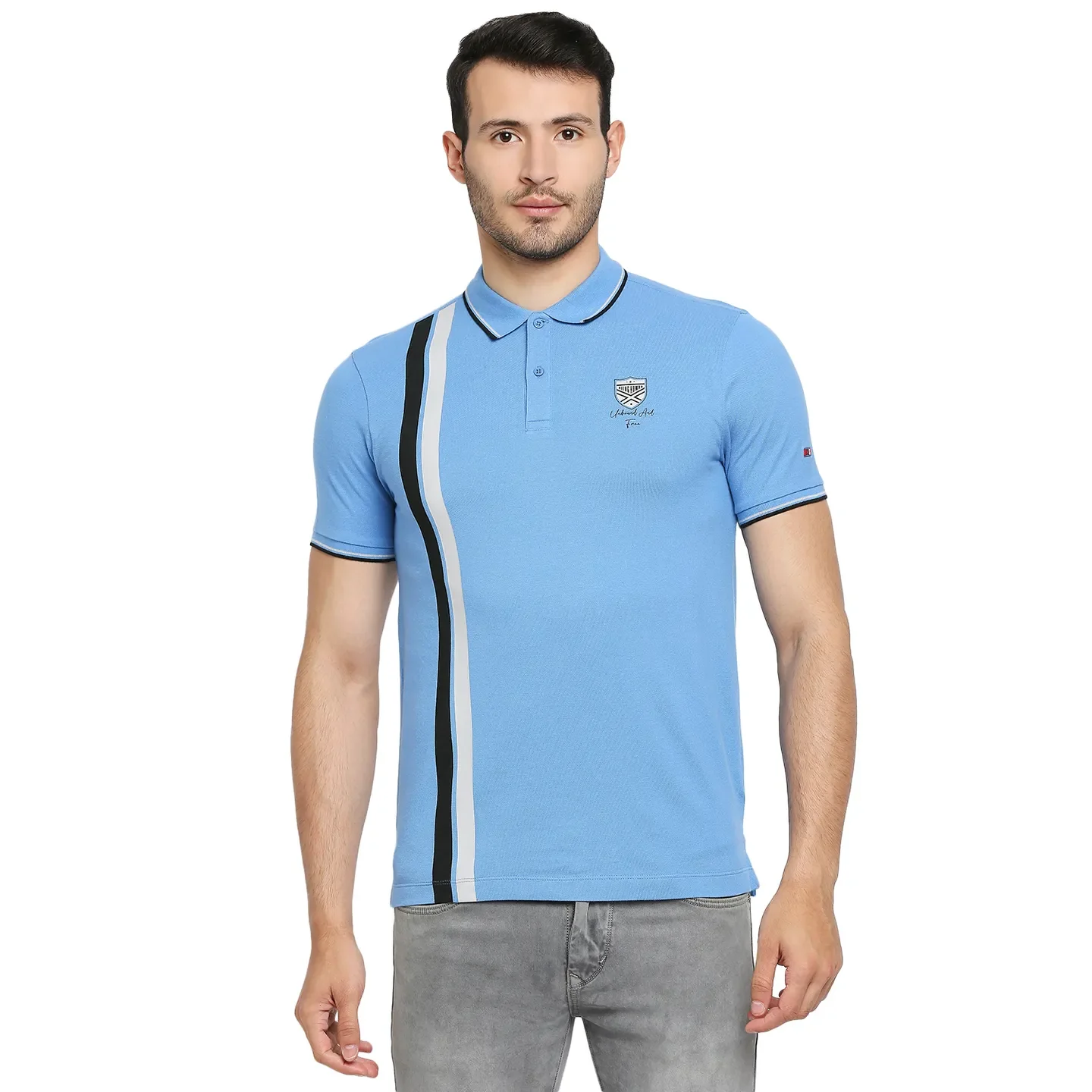Blue Regular Fit Men's Polo T-Shirt by Being Human Clothing