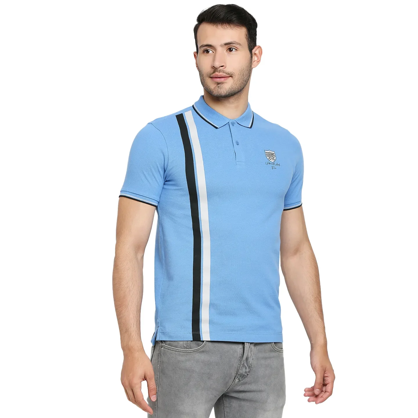 Blue Regular Fit Men's Polo T-Shirt by Being Human Clothing - Image 3
