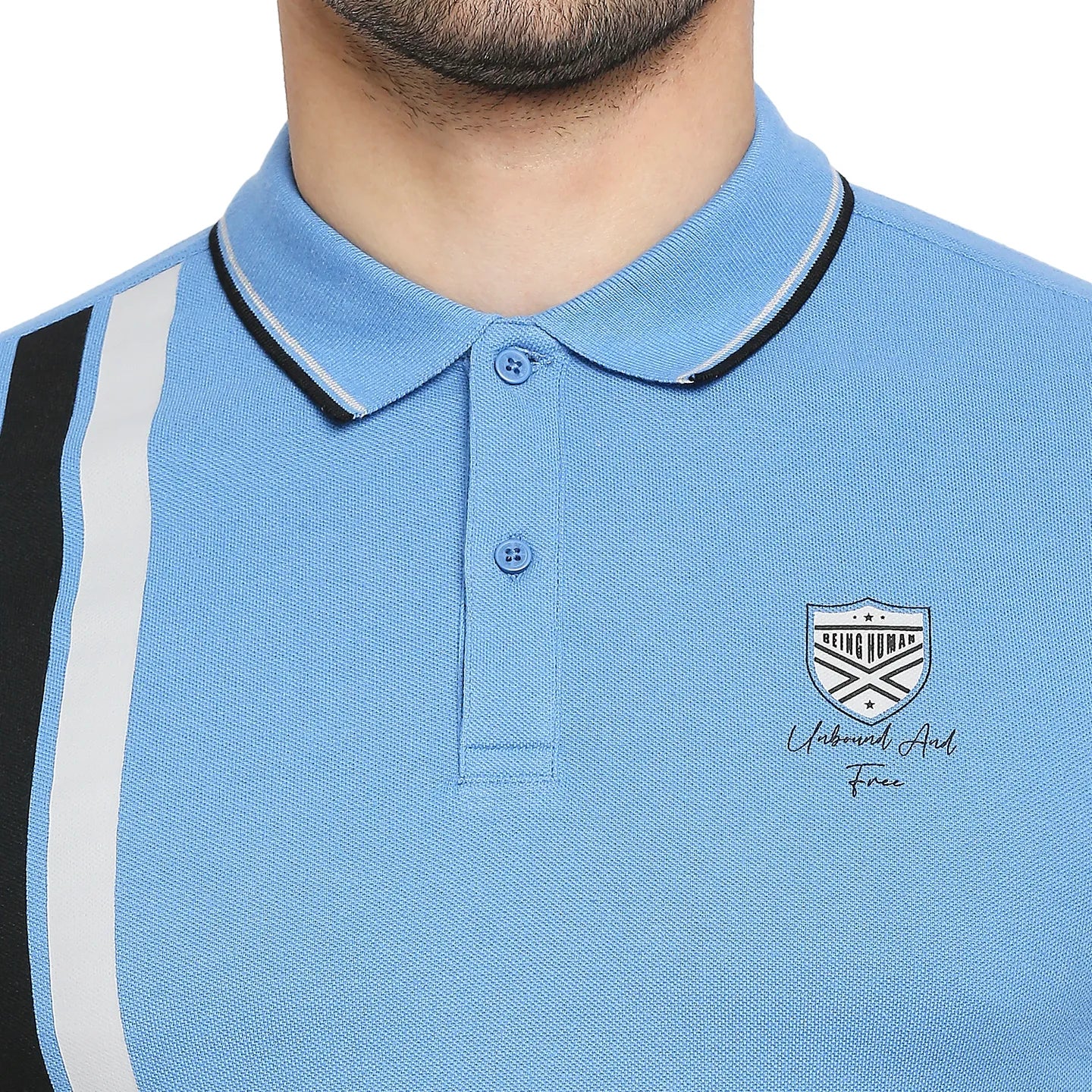 Blue Regular Fit Men's Polo T-Shirt by Being Human Clothing - Image 5