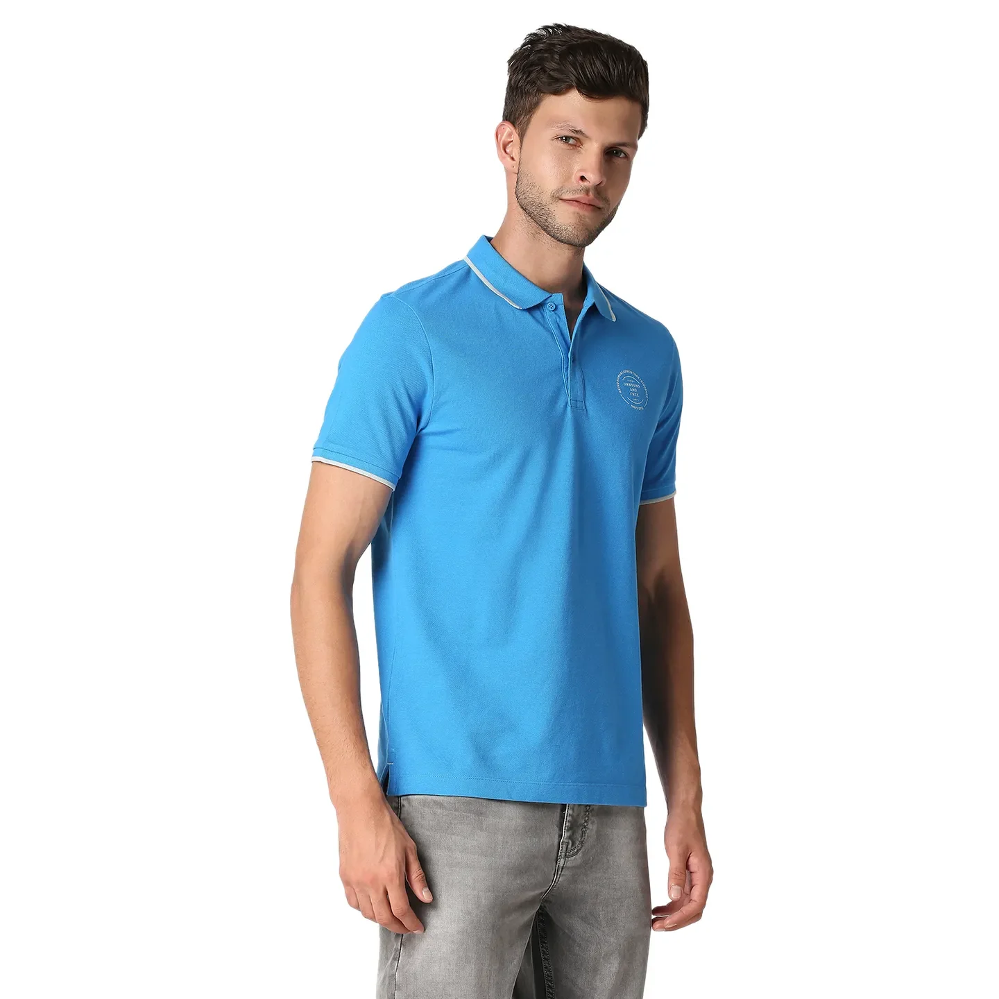 Blue Regular Fit Men's Polo T-Shirt by Being Human Clothing - Image 3