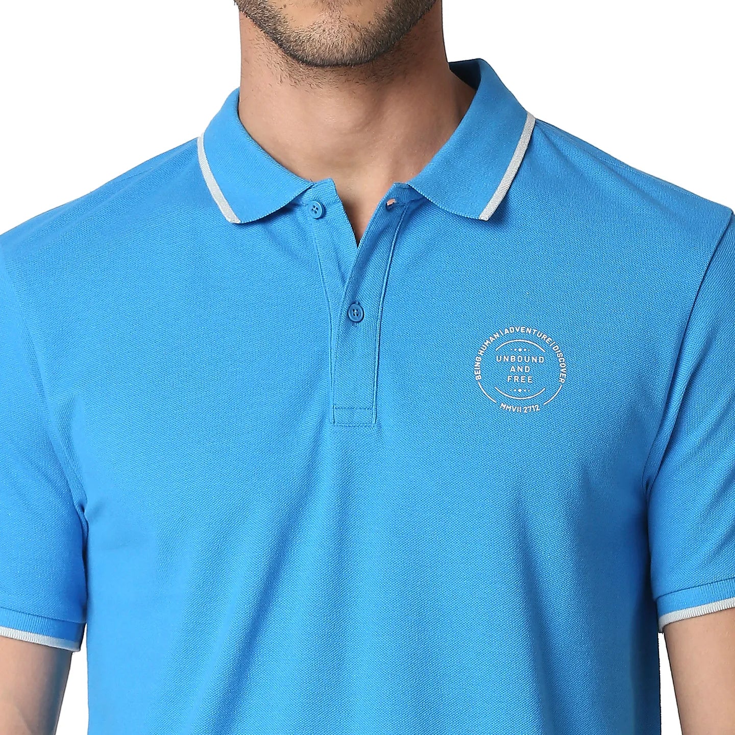 Blue Regular Fit Men's Polo T-Shirt by Being Human Clothing - Image 5