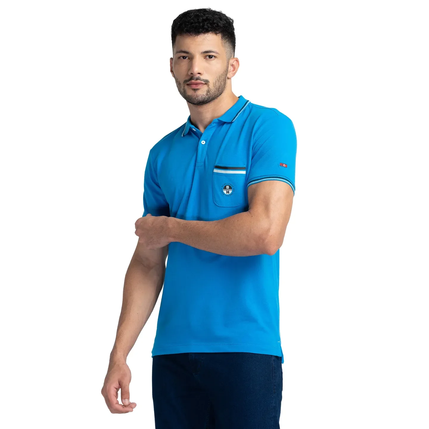Blue Regular Fit Men's Polo T-Shirt by Being Human Clothing - Image 2