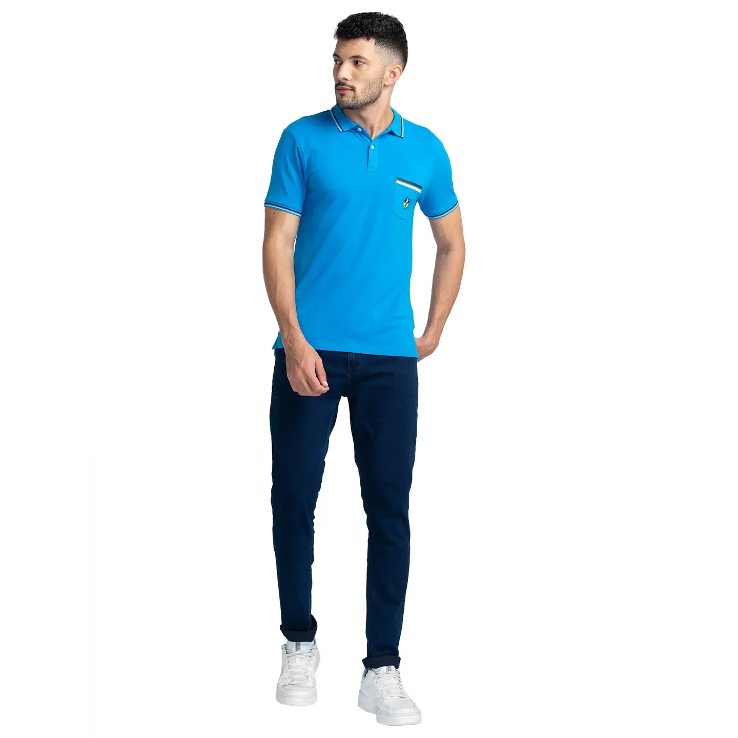 Blue Regular Fit Men's Polo T-Shirt by Being Human Clothing - Image 5