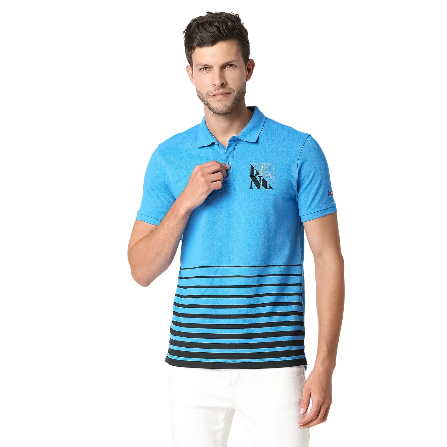 Blue Regular Fit Men's Polo T-Shirt by Being Human Clothing
