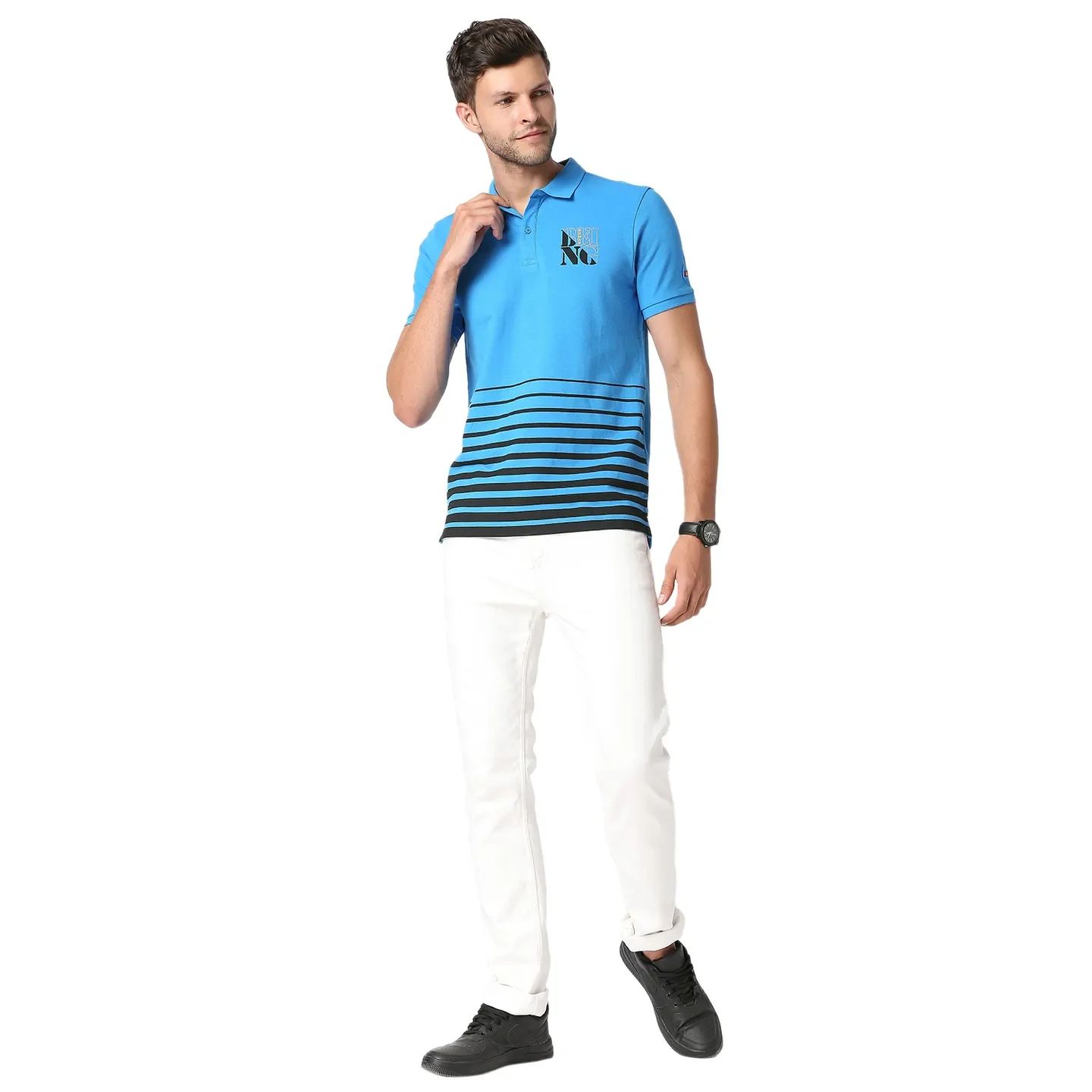 Blue Regular Fit Men's Polo T-Shirt by Being Human Clothing - Image 6