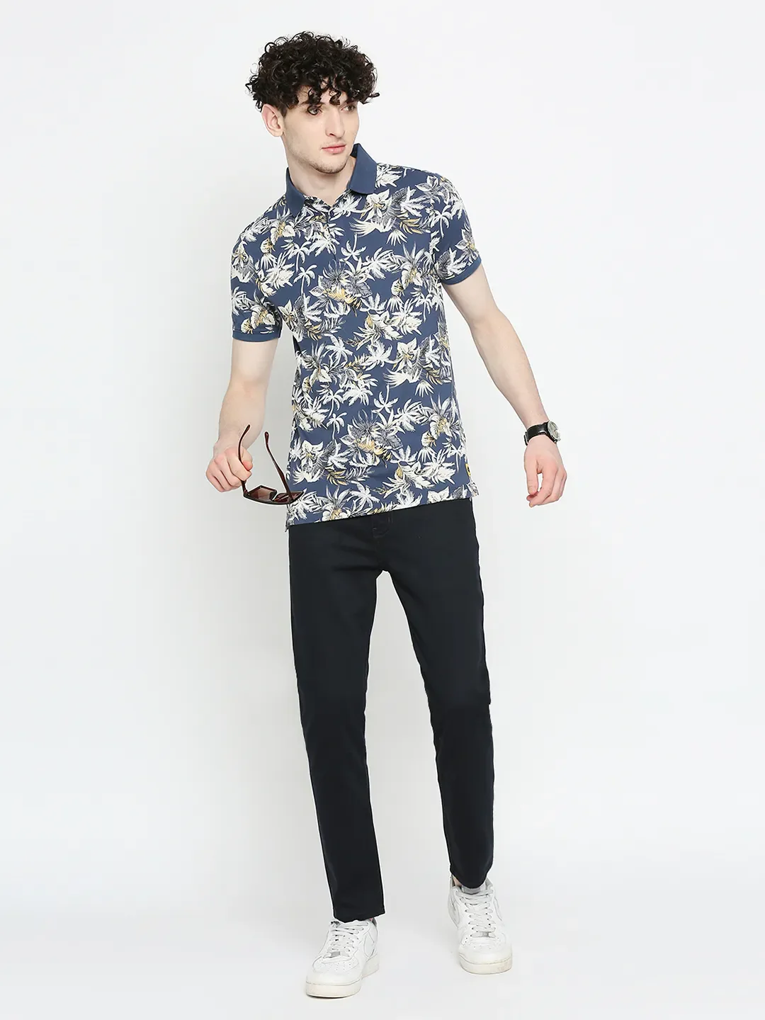 Blue Regular Fit Men's Polo T-Shirt by Being Human Clothing - Image 6