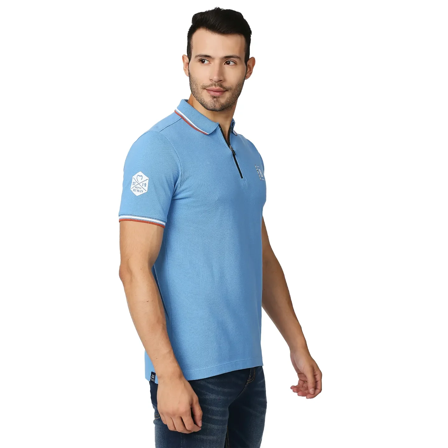 Blue Regular Fit Men's Polo T-Shirt by Being Human Clothing - Image 3