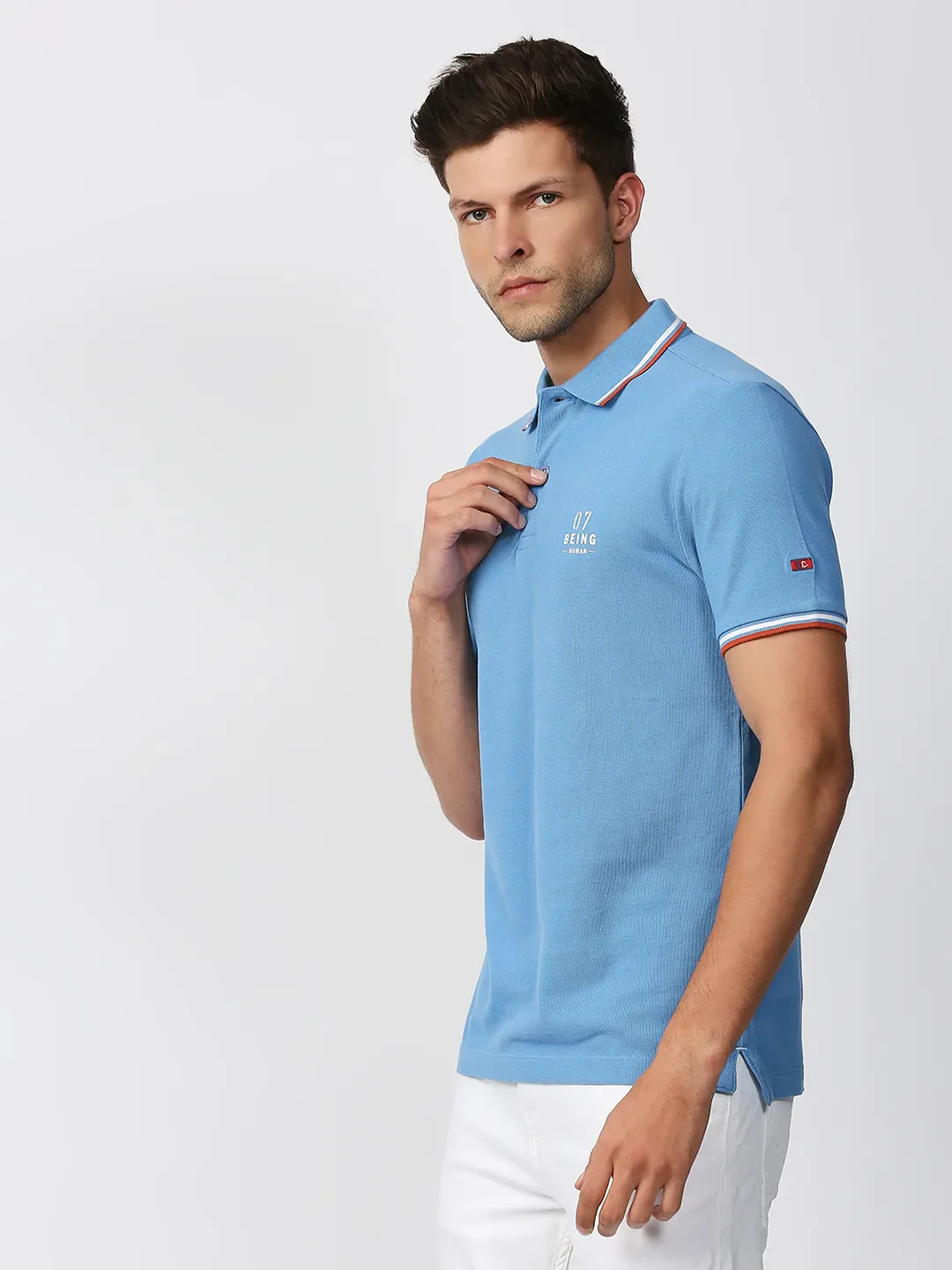 Blue Regular Fit Men's Polo T-Shirt by Being Human Clothing - Image 2