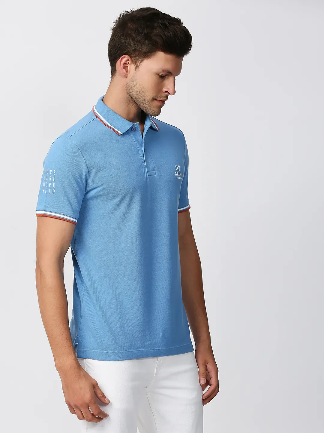 Blue Regular Fit Men's Polo T-Shirt by Being Human Clothing - Image 3