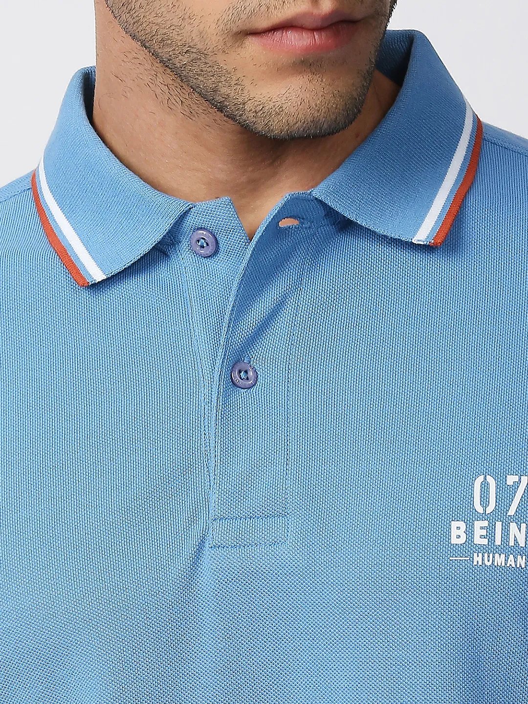 Blue Regular Fit Men's Polo T-Shirt by Being Human Clothing - Image 5