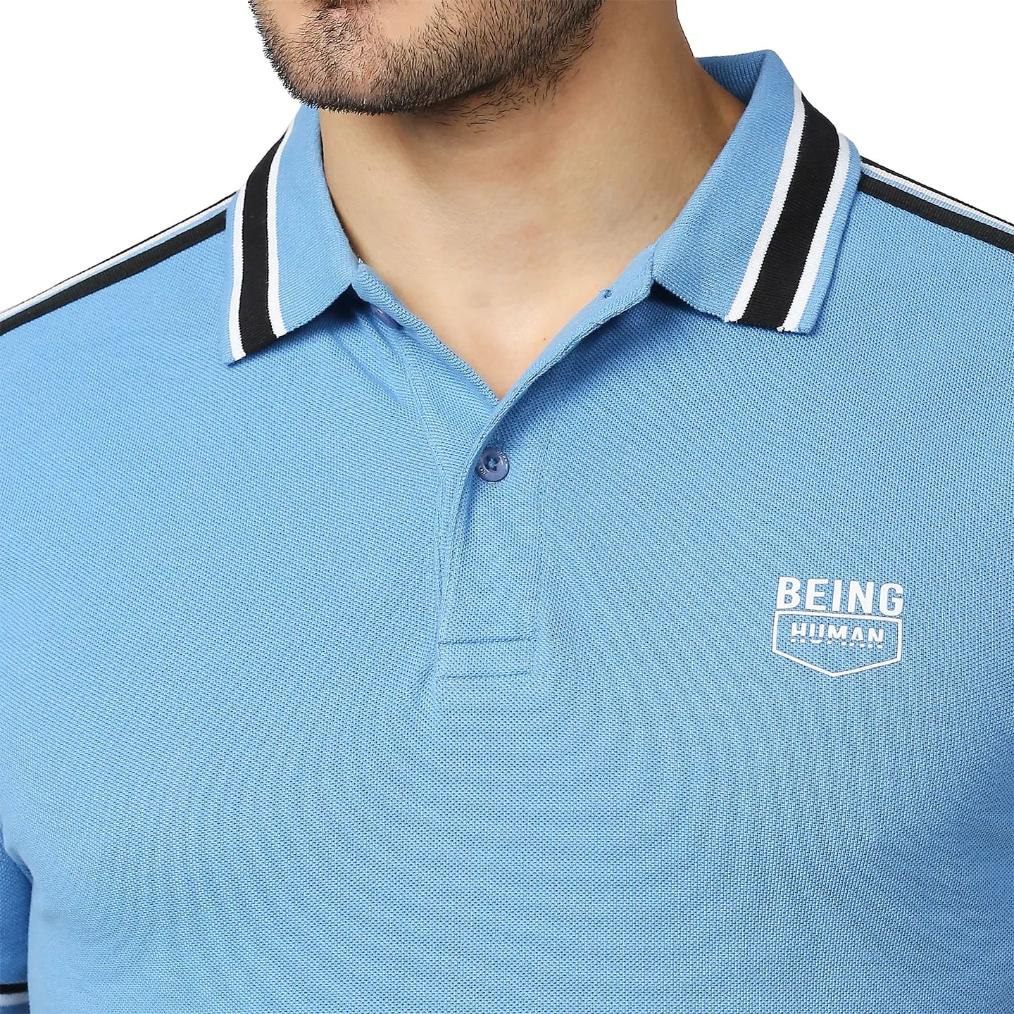 Blue Regular Fit Men's Polo T-Shirt by Being Human Clothing - Image 5