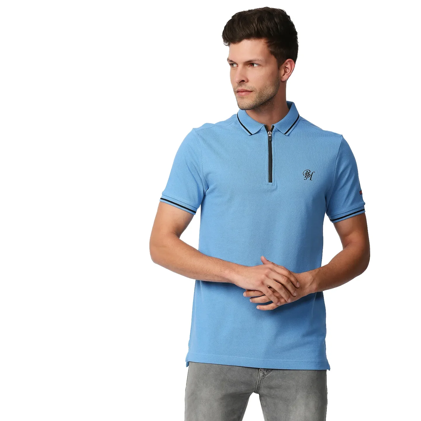 Blue Regular Fit Men's Polo T-Shirt by Being Human Clothing