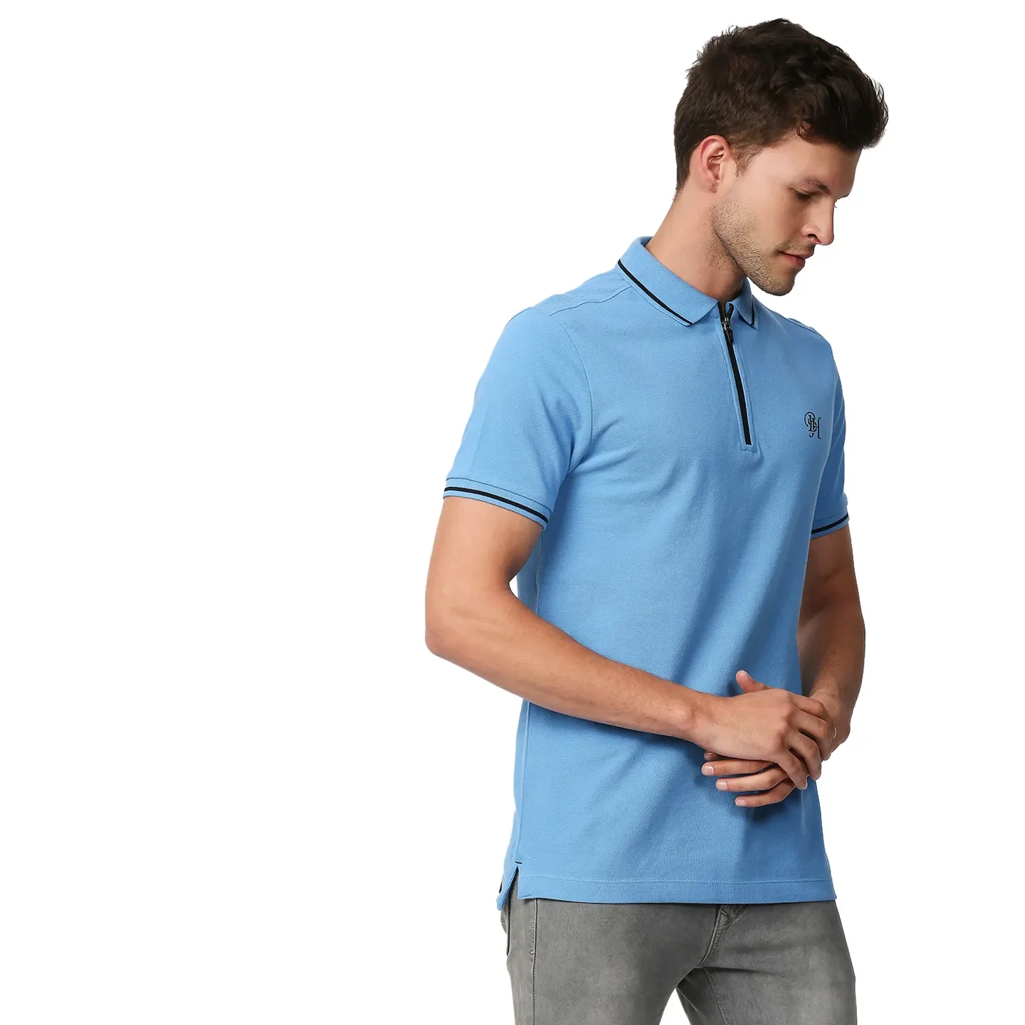 Blue Regular Fit Men's Polo T-Shirt by Being Human Clothing - Image 3