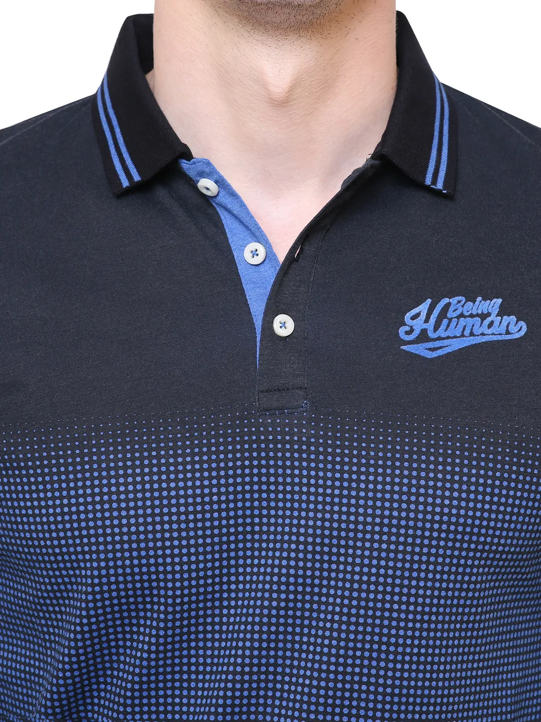 Blue Regular Fit Men's Polo T-Shirt by Being Human Clothing - Image 5
