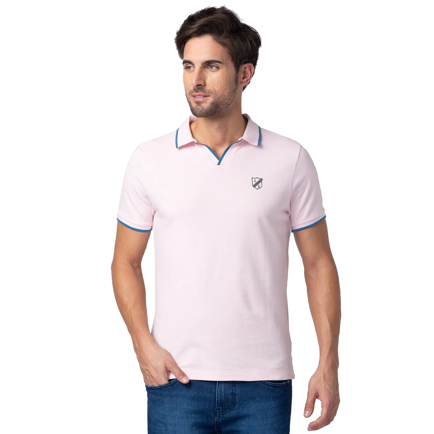 Pink Regular Fit Men's Polo T-Shirt by Being Human Clothing
