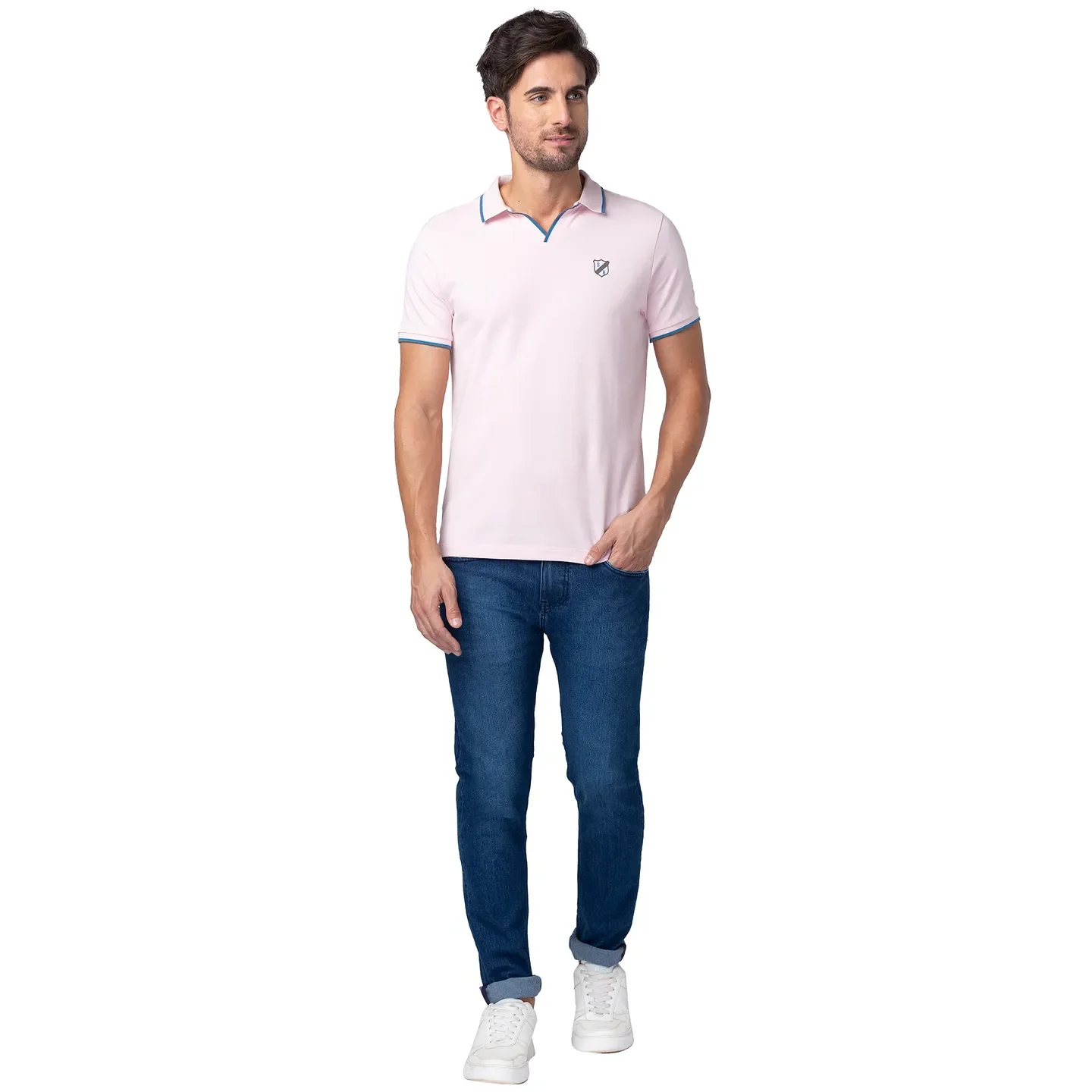 Pink Regular Fit Men's Polo T-Shirt by Being Human Clothing - Image 2