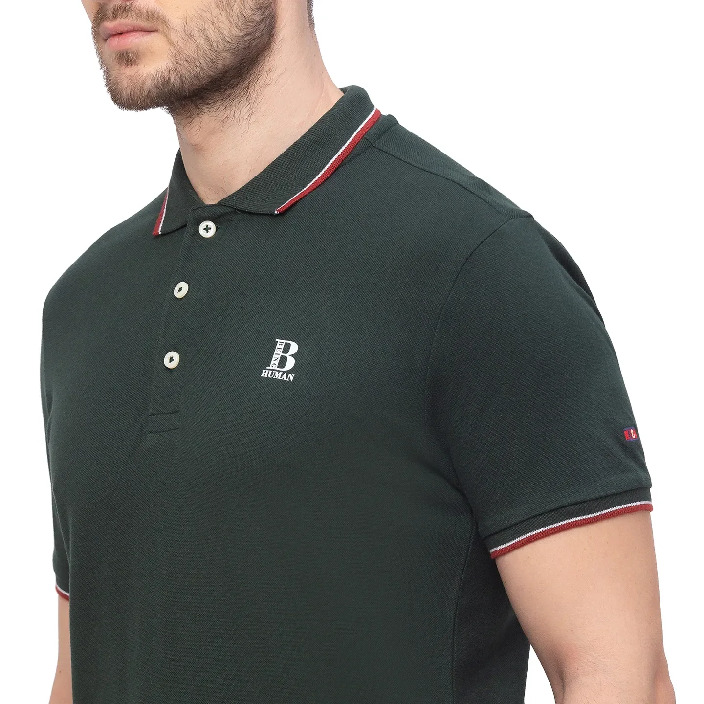 Green Regular Fit Men's Polo T-Shirt by Being Human Clothing - Image 4