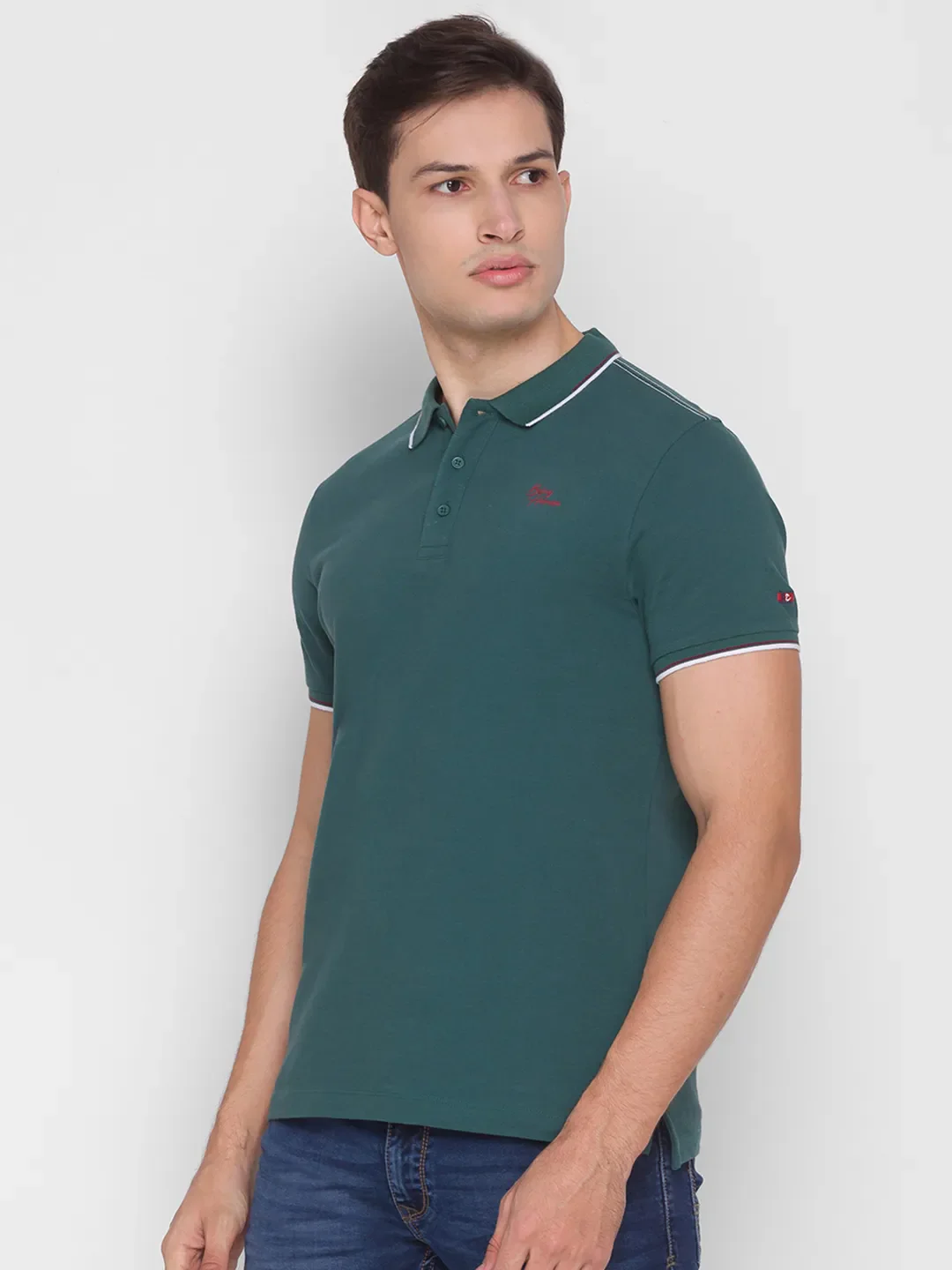 Green Regular Fit Men's Polo T-Shirt by Being Human Clothing - Image 2