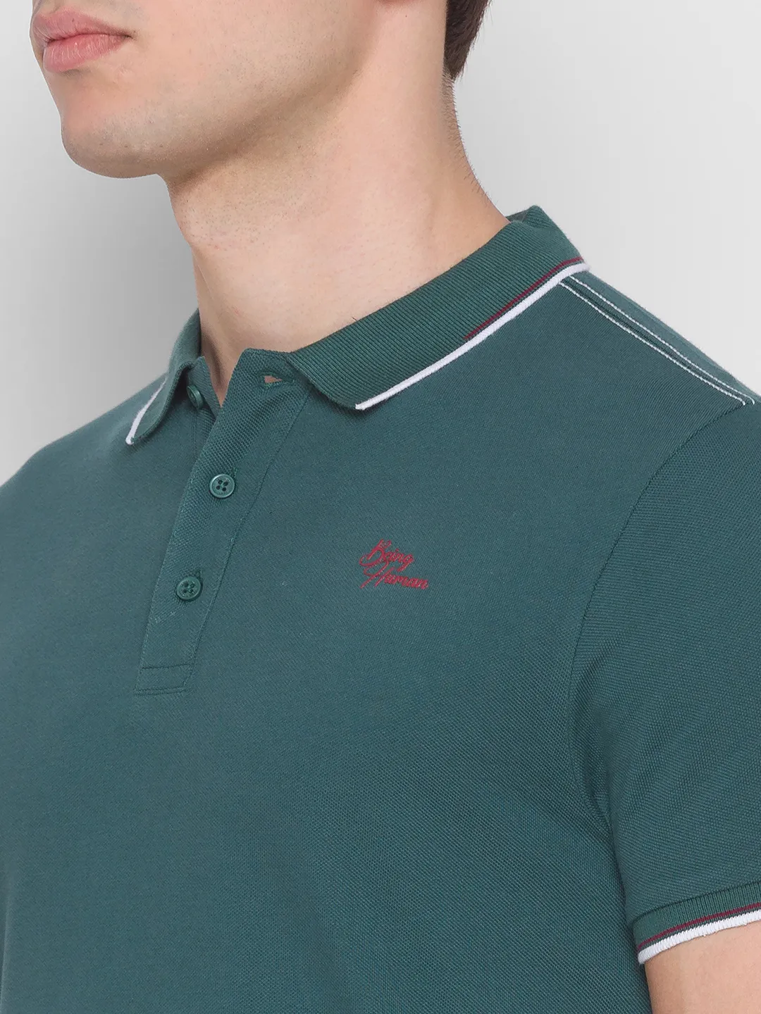 Green Regular Fit Men's Polo T-Shirt by Being Human Clothing - Image 4