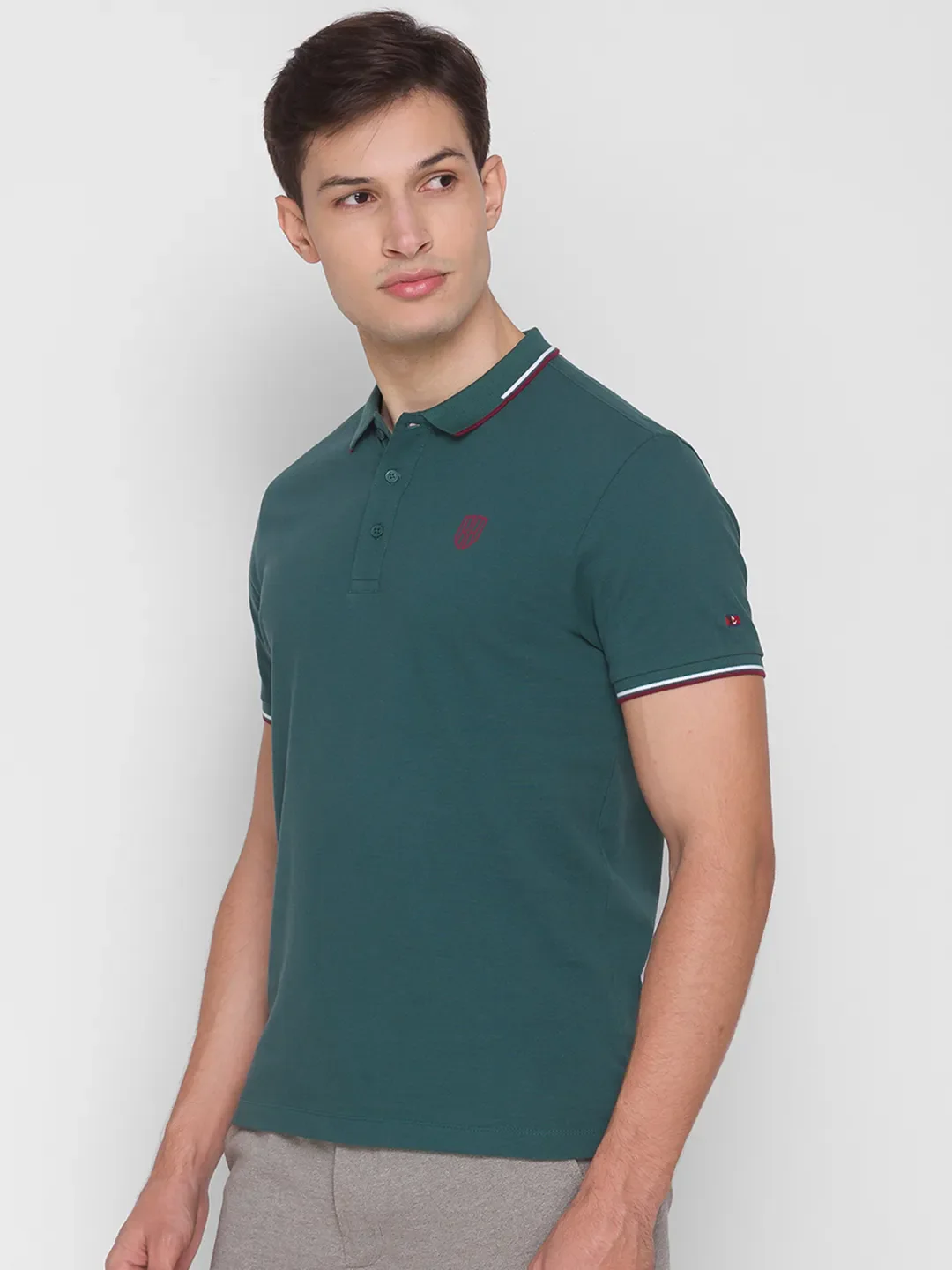 Green Regular Fit Men's Polo T-Shirt by Being Human Clothing - Image 2