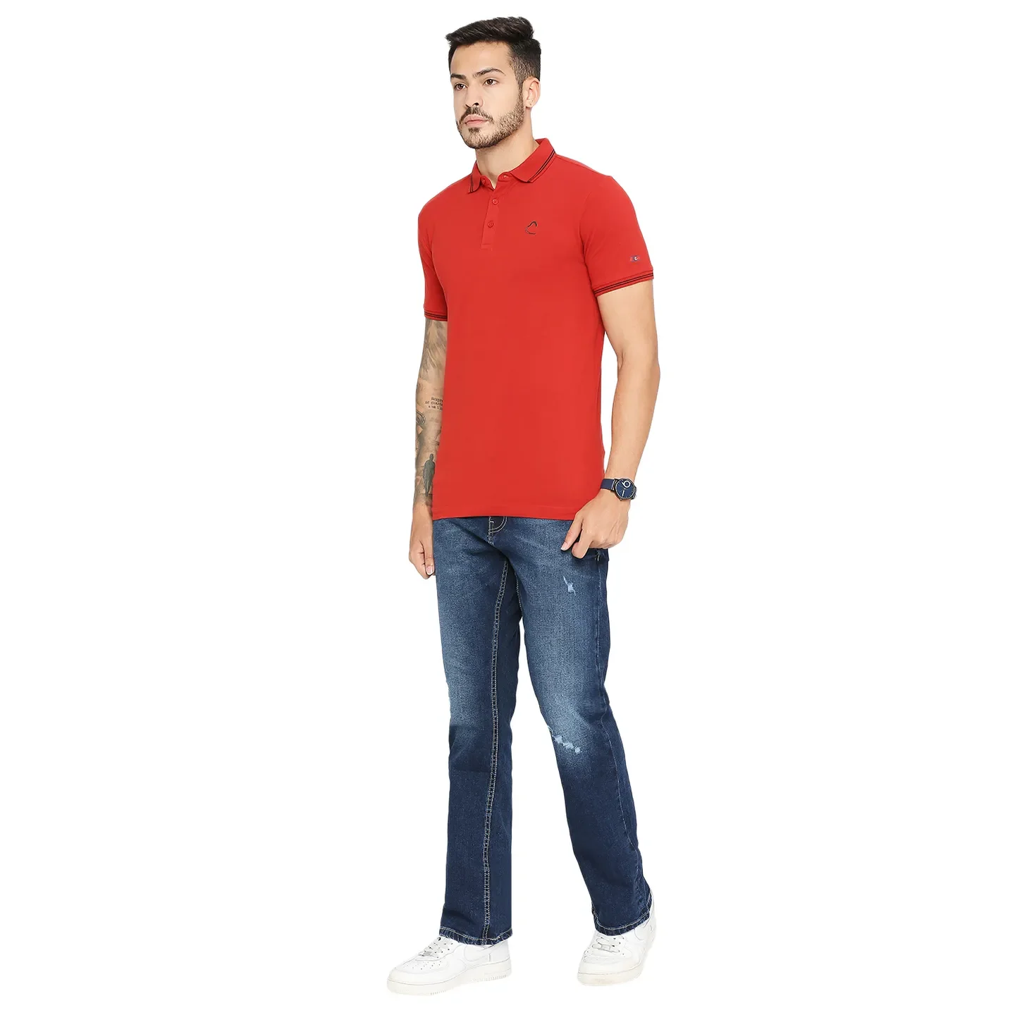 Red Regular Fit Men's Polo T-shirt by Being Human Clothing - Image 6