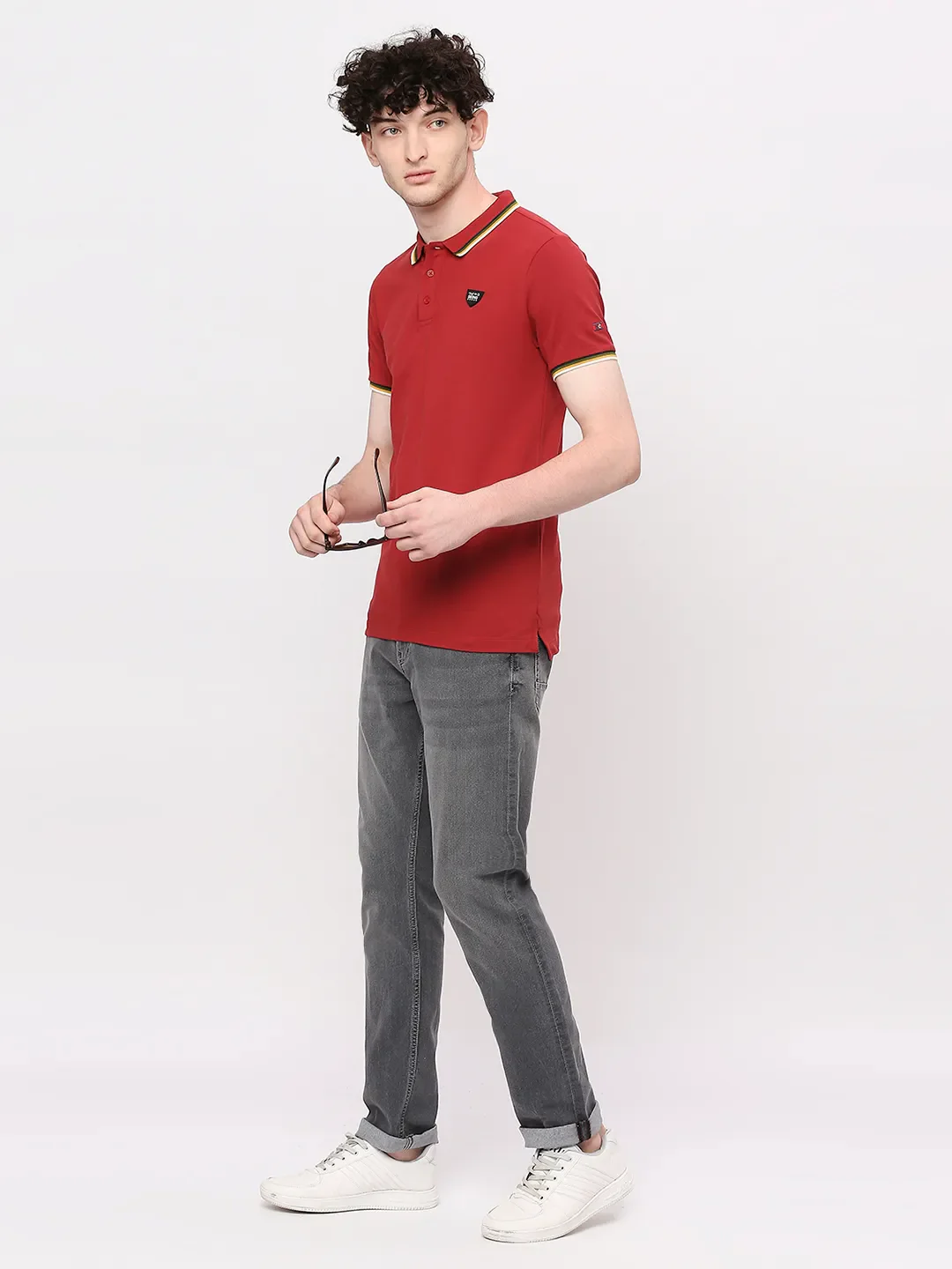 Red Regular Fit Men's Polo T-Shirt by Being Human Clothing - Image 9