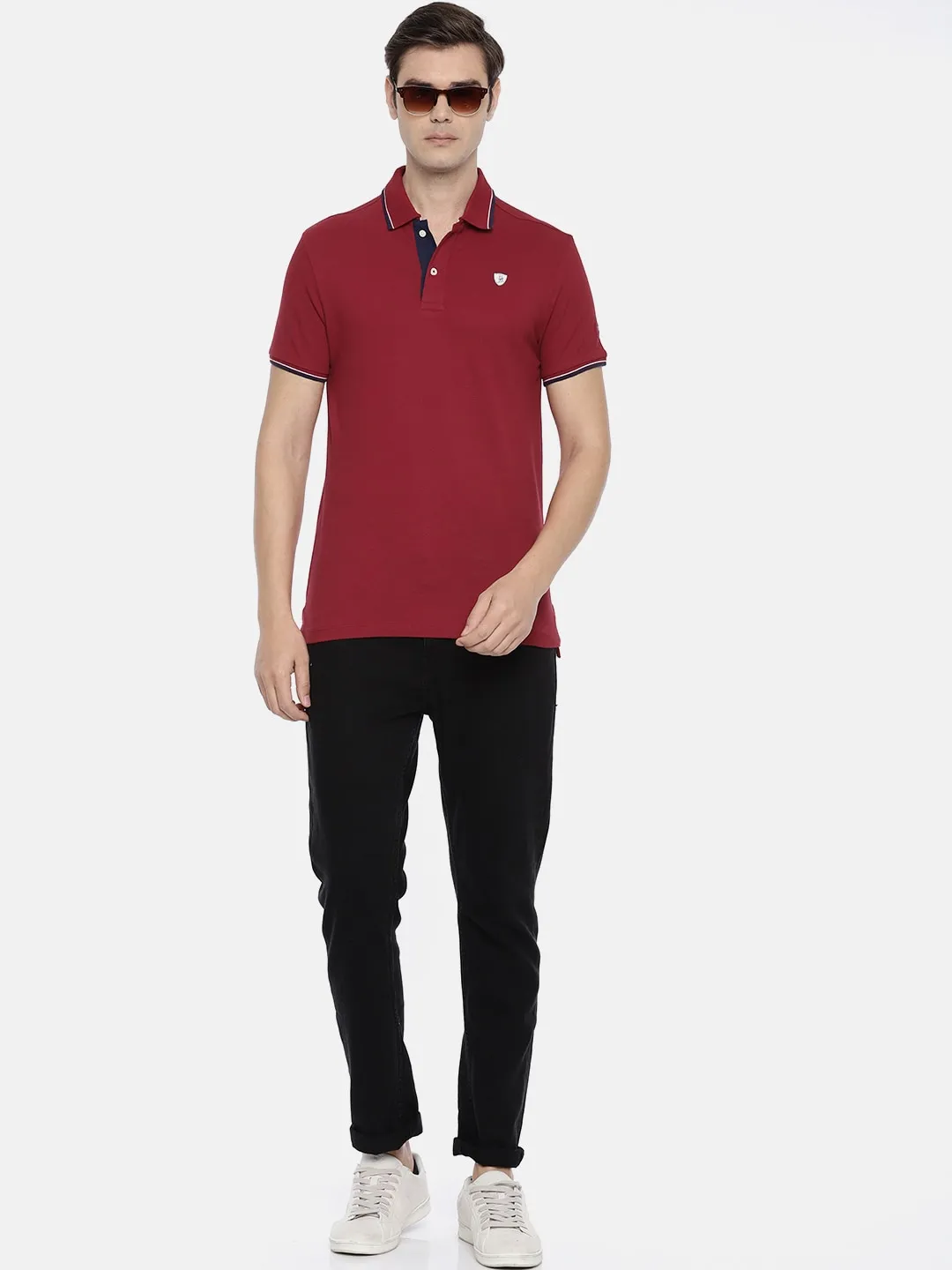 Red Regular Fit Men's Polo T-Shirt by Being Human Clothing - Image 4