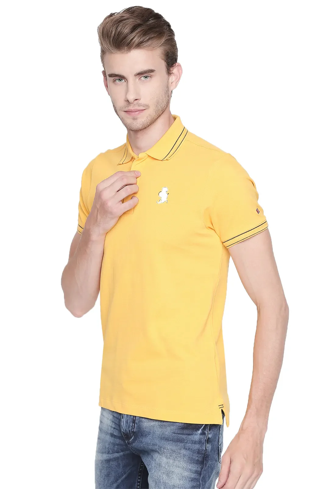 Yellow Regular Fit Men's Polo T-Shirt by Being Human Clothing - Image 2