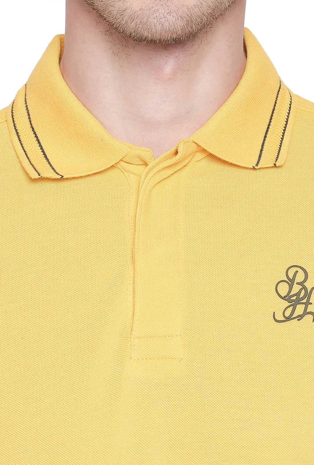Yellow Regular Fit Men's Polo T-Shirt by Being Human Clothing - Image 4