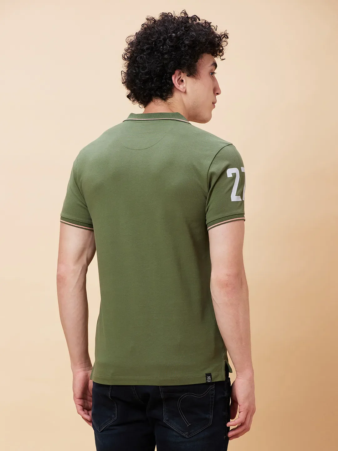 Green Regular Fit Men's Polo T-Shirt by Being Human Clothing - Image 4