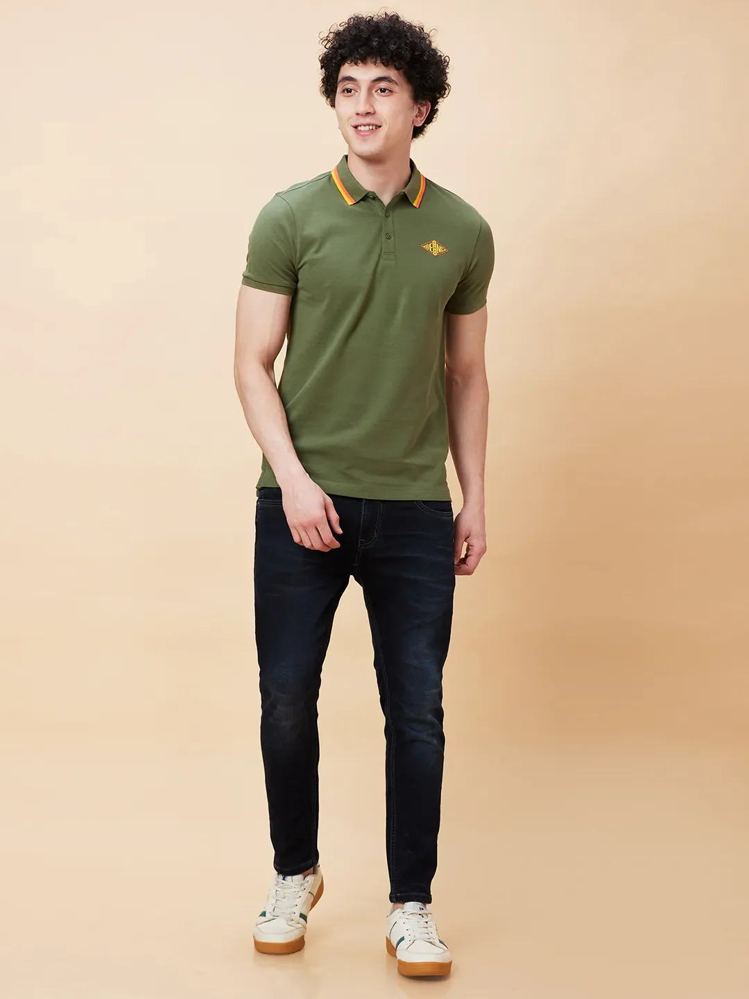 Bronze Green Regular Fit Men's Polo T-Shirt by Being Human Clothing - Image 2