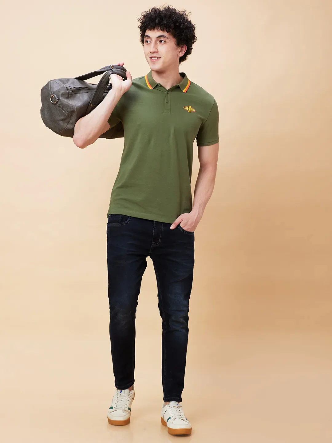 Bronze Green Regular Fit Men's Polo T-Shirt by Being Human Clothing - Image 6
