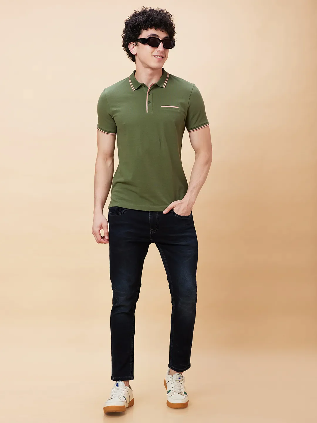 Bronze Green Regular Fit Men's Polo T-Shirt by Being Human Clothing - Image 6