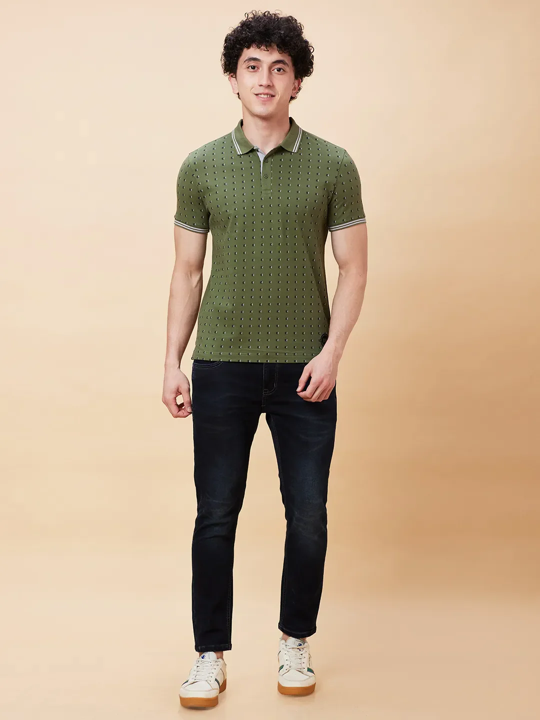 Bronze Green Regular Fit Men's Polo T-Shirt by Being Human Clothing - Image 2