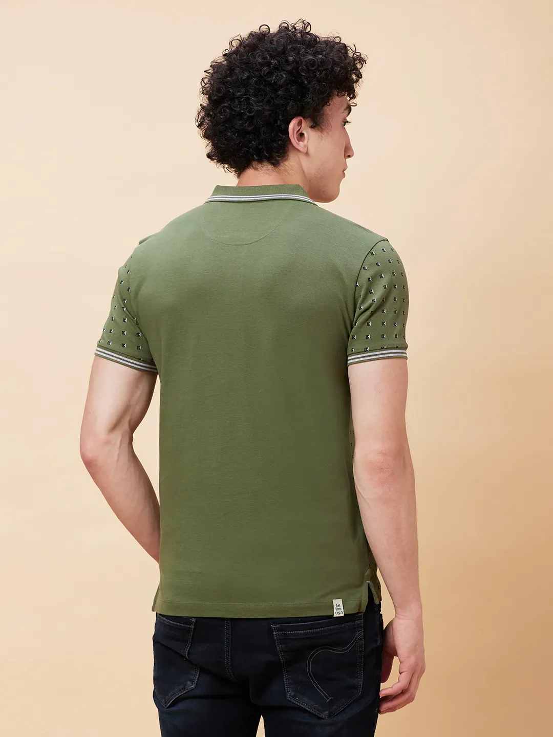 Bronze Green Regular Fit Men's Polo T-Shirt by Being Human Clothing - Image 4