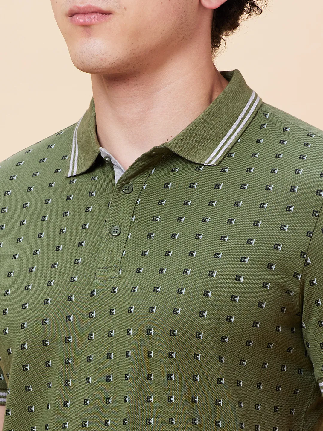 Bronze Green Regular Fit Men's Polo T-Shirt by Being Human Clothing - Image 5