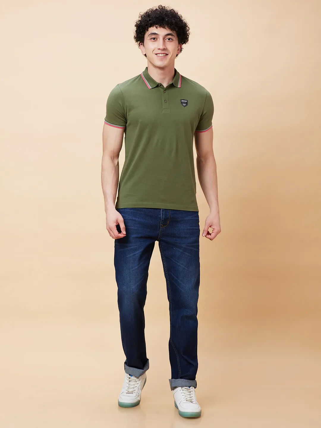 Bronze Green Regular Fit Men's Polo T-Shirt by Being Human Clothing - Image 2