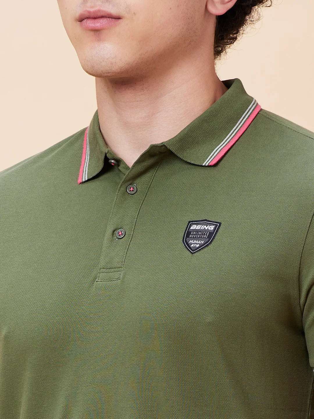 Bronze Green Regular Fit Men's Polo T-Shirt by Being Human Clothing - Image 5