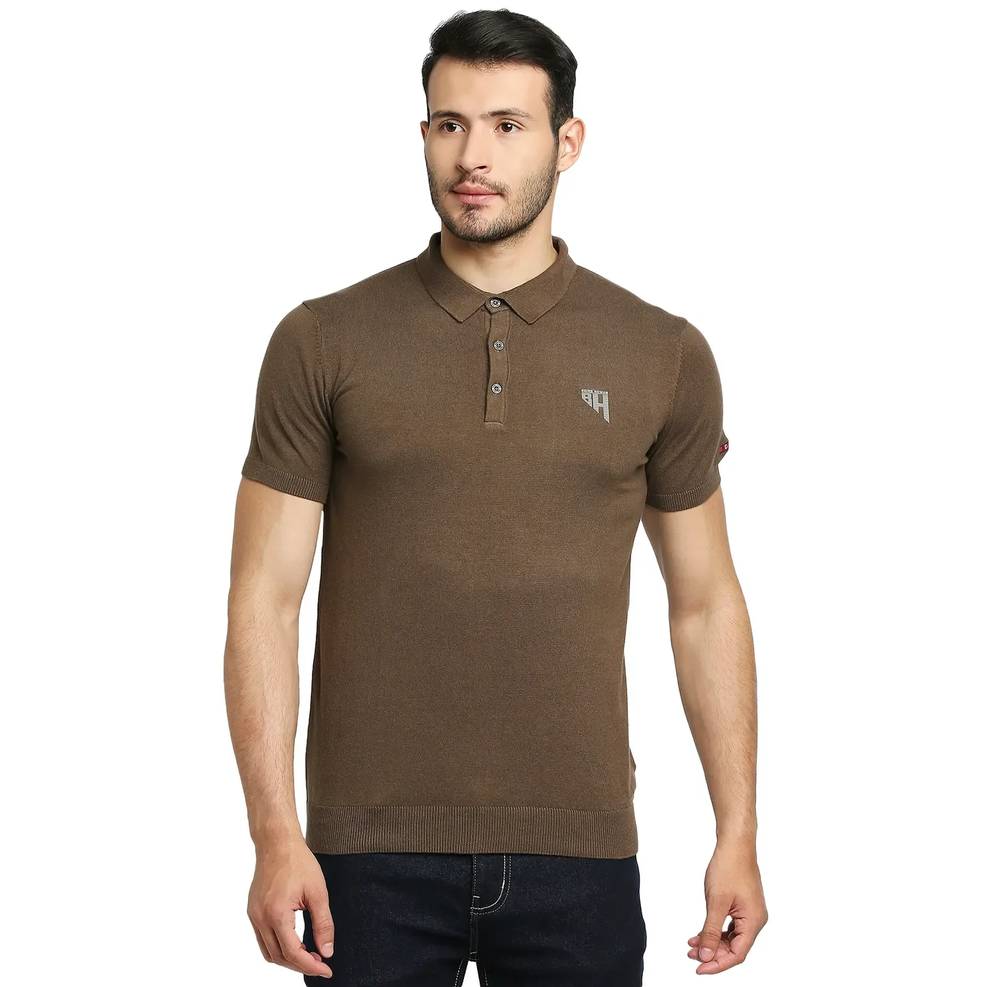 Brown Regular Fit Men's Polo T-Shirt by Being Human Clothing