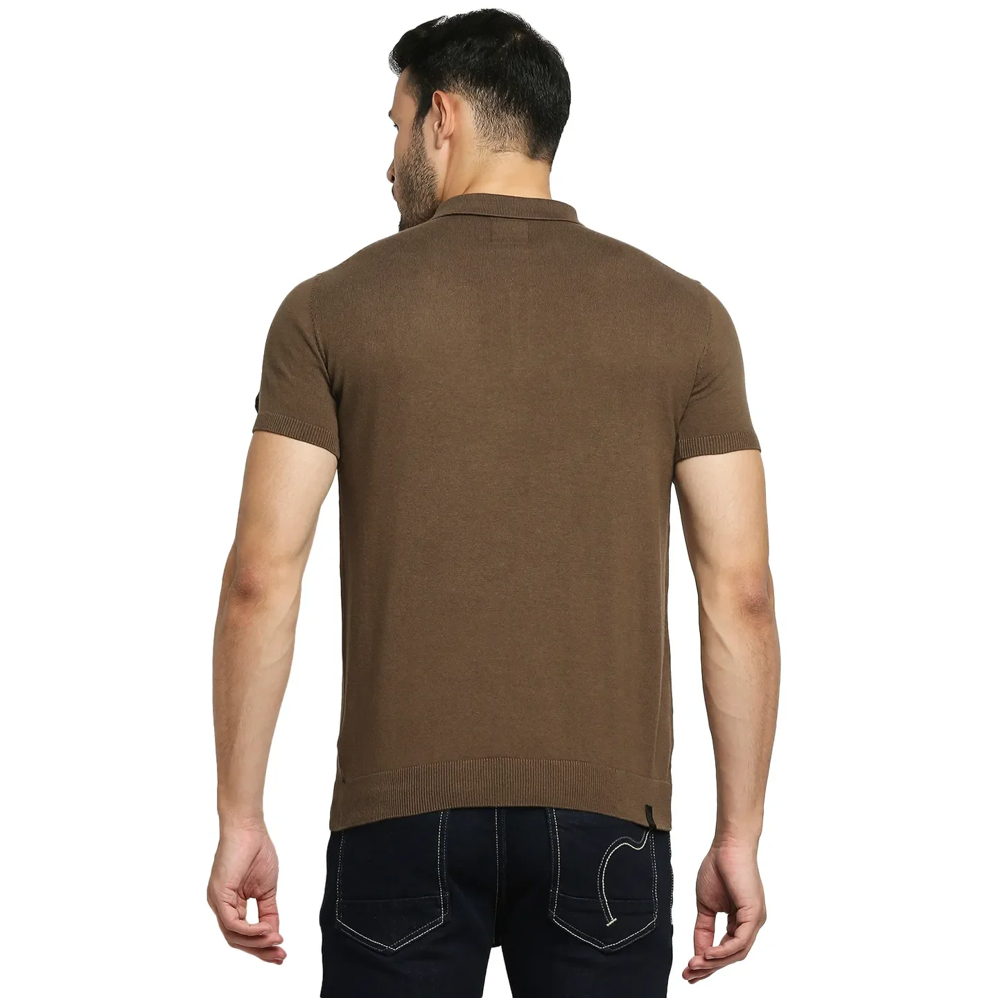 Brown Regular Fit Men's Polo T-Shirt by Being Human Clothing - Image 4