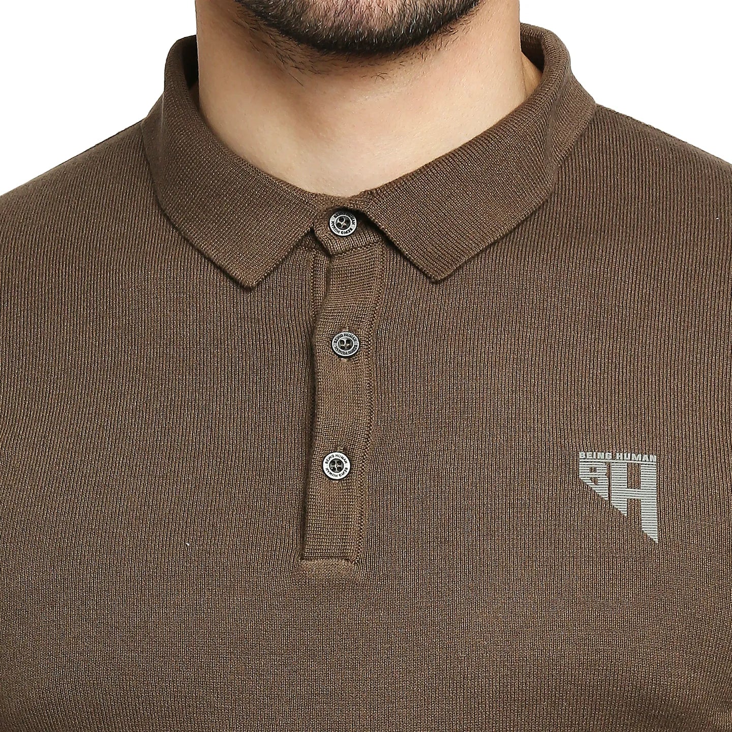 Brown Regular Fit Men's Polo T-Shirt by Being Human Clothing - Image 5