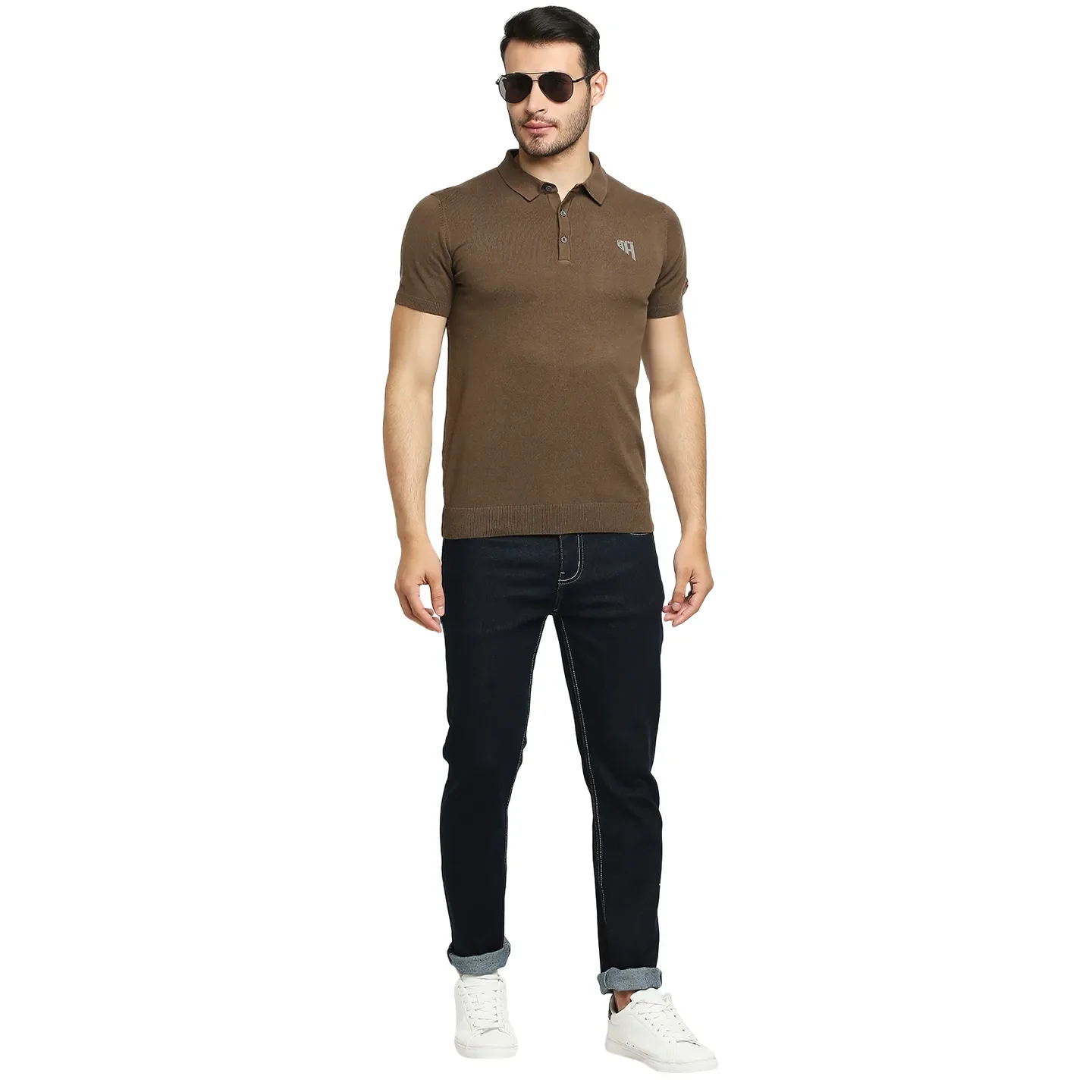 Brown Regular Fit Men's Polo T-Shirt by Being Human Clothing - Image 6