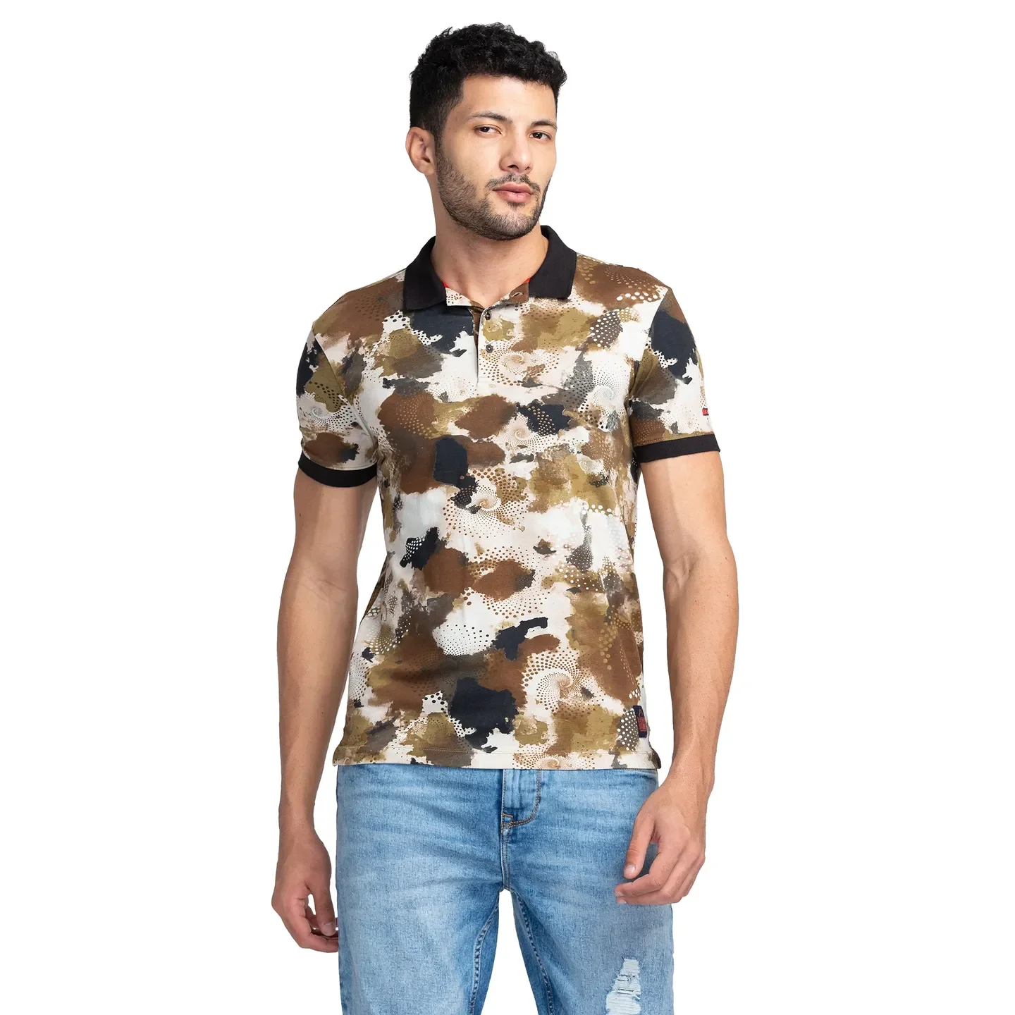 Brown Slim Fit Men's Polo T-shirt by Being Human Clothing