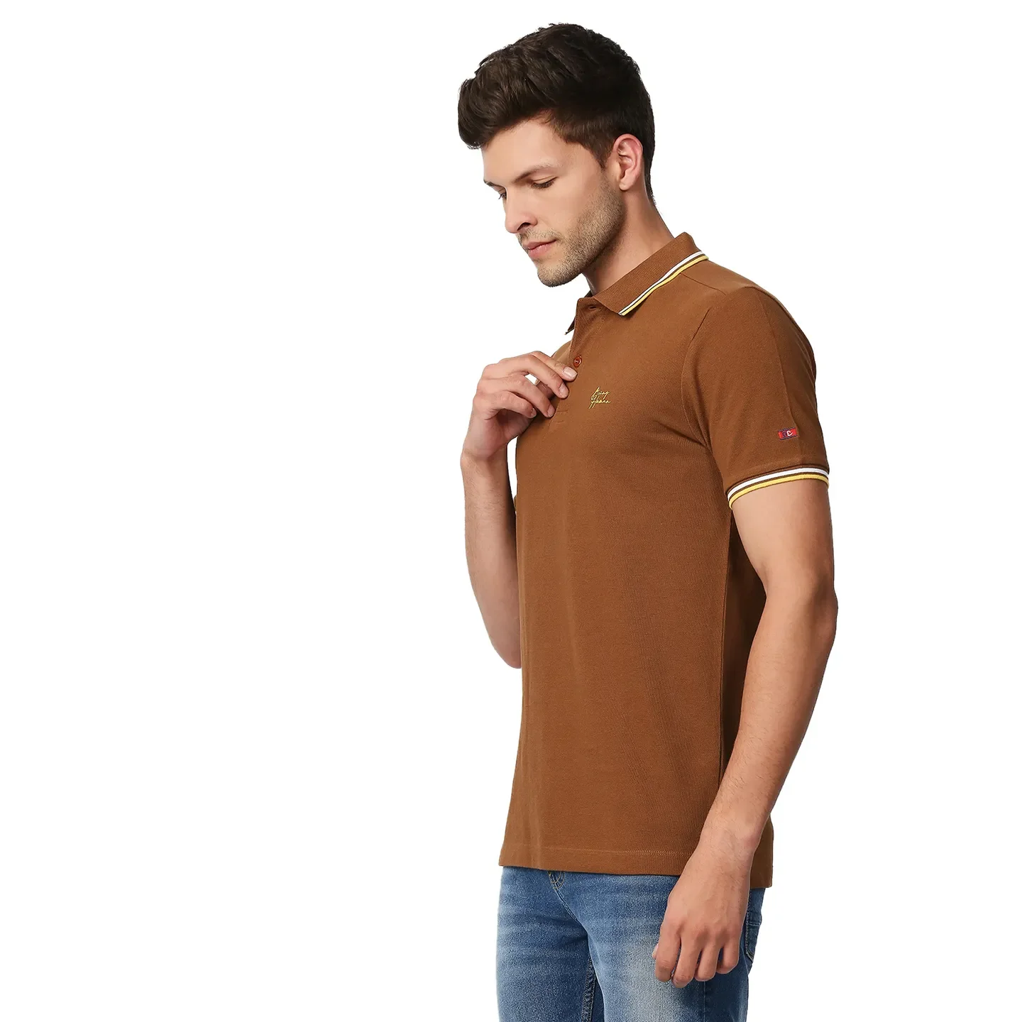 Brown Regular Fit Men's Polo T-Shirt by Being Human Clothing - Image 2